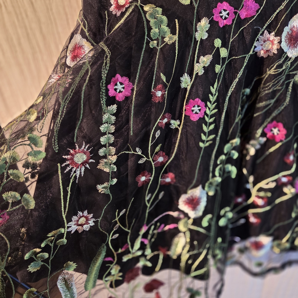 City Studio Black Dress with Floral Embroidery - Picture 3 of 6